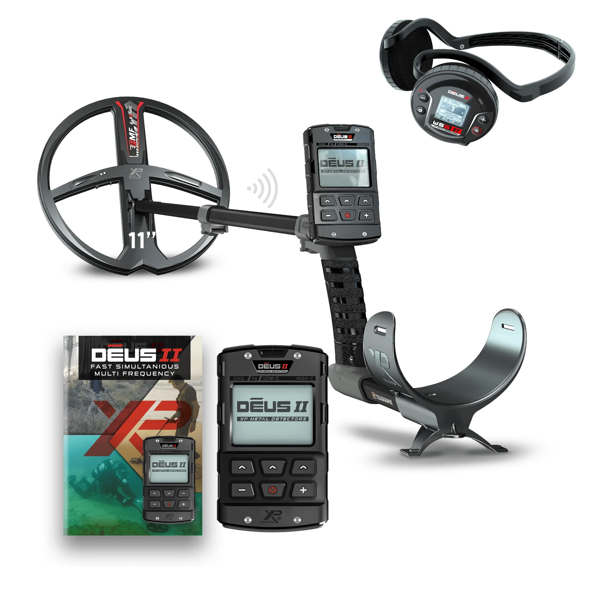 XP Deus 2 - 11" Coil Metal Detector - WS6ST Stereo Headphones - RC