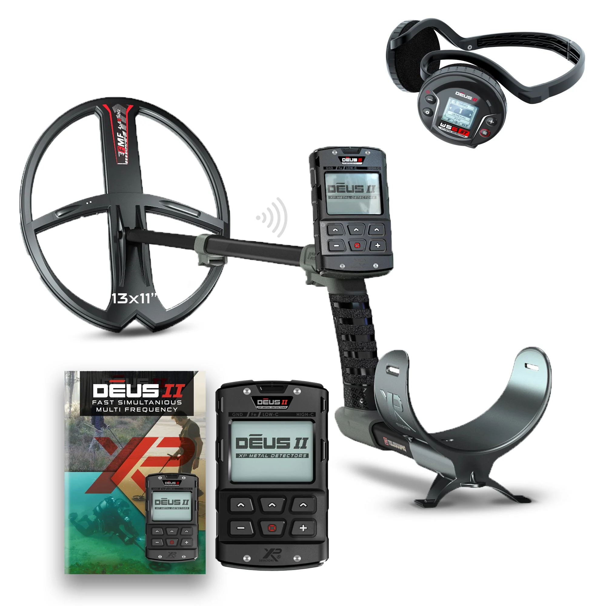XP Deus 2 - 13" Coil Metal Detector- WS6ST Stereo Headphones - RC