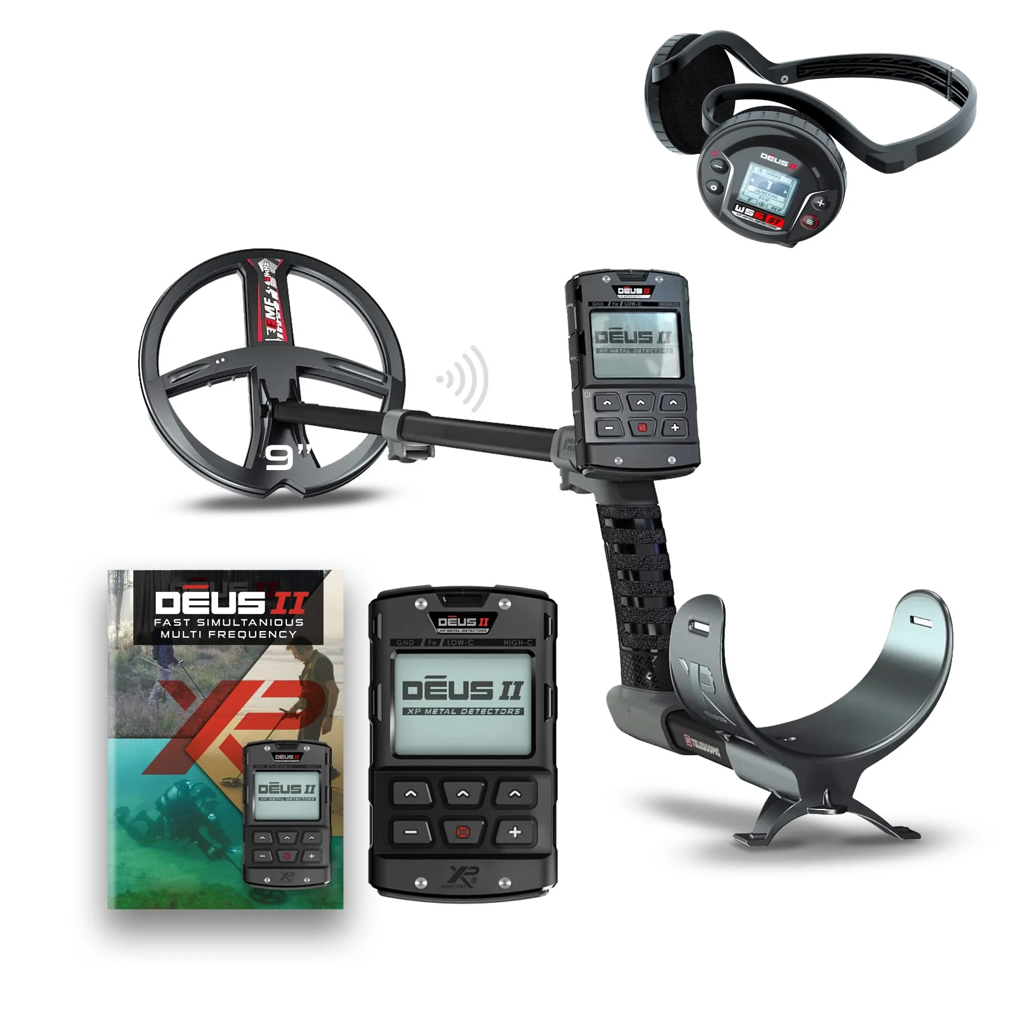 XP Deus 2 - 9" Coil Metal Detector - WS6ST Stereo Headphones - RC